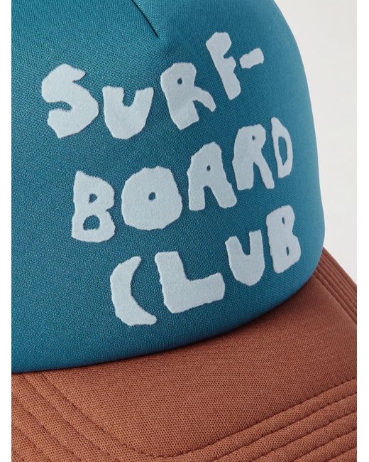 Berretto da baseball in scuba e mesh con logo floccato di Stockholm Surfboard Club in Blue da Uomo