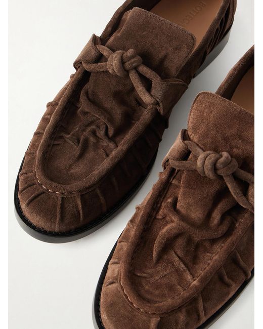 Bottega Veneta Brown Astaire Knotted Gathered Suede Loafers for men