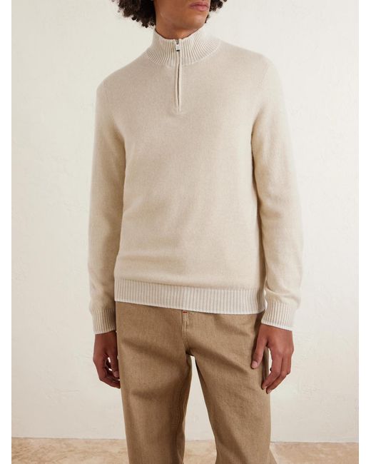 Fedeli Natural Cashmere Half-zip Sweater for men