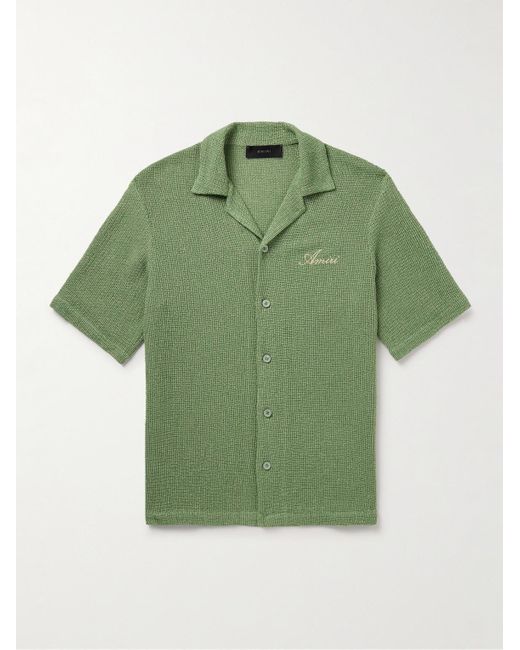 Amiri Hemd aus einer Metallic-Baumwollmischung mit Reverskragen und Logostickerei in Green für Herren
