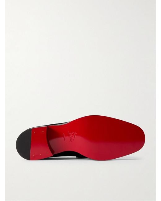 Christian Louboutin Black Chambelimoc Night Strass Embellished Velvet Loafers for men
