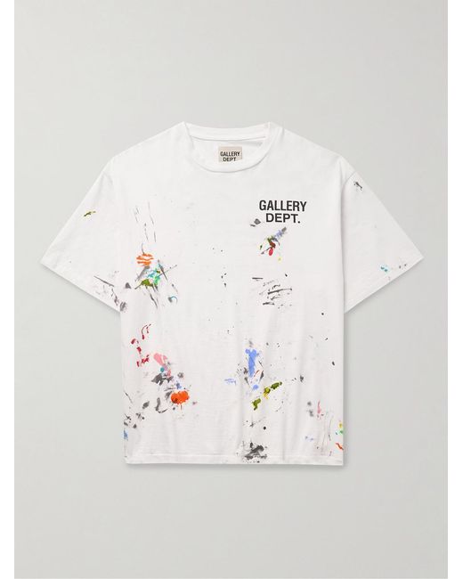 GALLERY DEPT. Natural Paint-Splattered Logo-Print Cotton-Jersey T-Shirt for men
