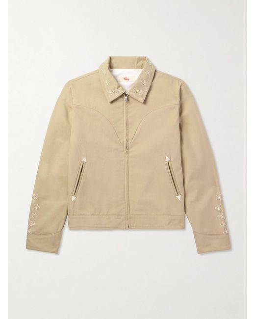 CHERRY LA Natural Charro Embroidered Cotton-Blend Twill Jacket for men