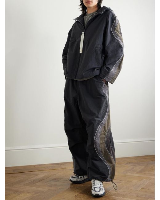 ERL Blue Ufo Wide-Leg Striped Shell Trousers for men