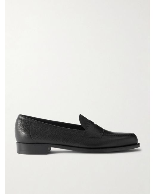 Edward Green Black Pimlico Full-Grain Leather Penny Loafers for men