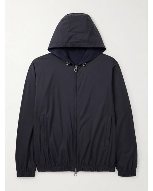 Loro Piana Blue Reversible Storm System® Windmate® Shell And Cashmere Hooded Bomber Jacket for men