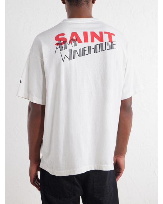 SAINT Mxxxxxx White Amy Printed Cotton-Jersey T-Shirt for men