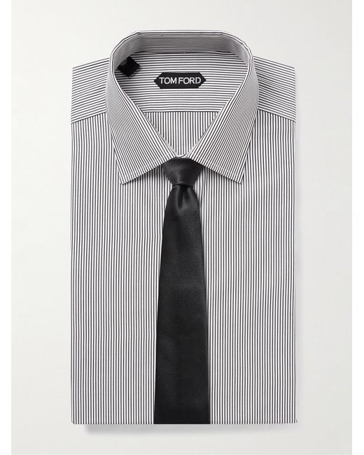 Tom Ford Gray Striped Cotton-Poplin Shirt for men