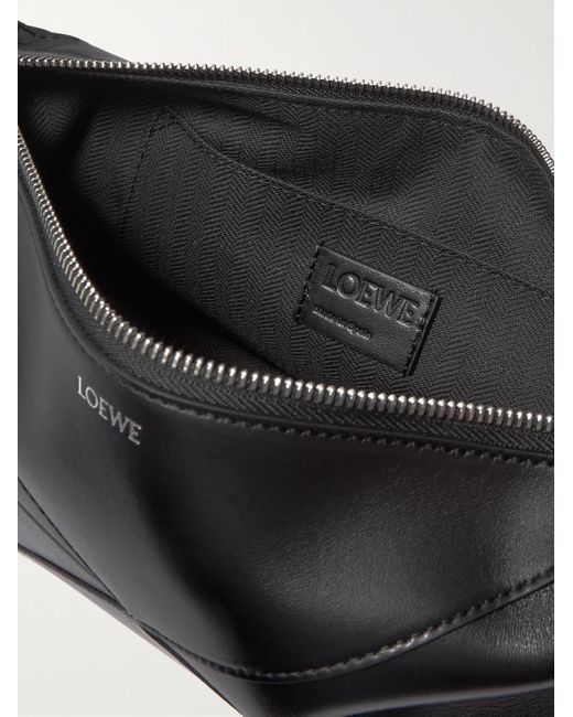 Loewe Black Puzzle Fold Leather Wash Bag for men