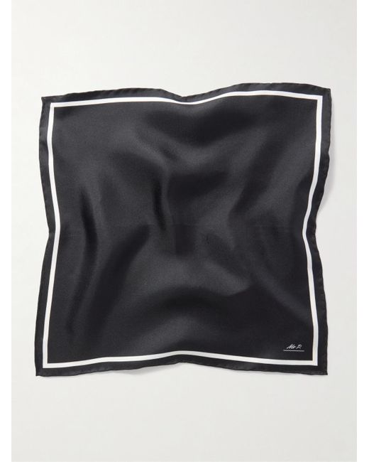 Mr P. Black Silk-Satin Pocket Square for men