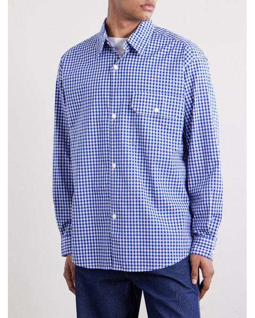 FRIZMWORKS Blue Ease Gingham Cotton Shirt for men