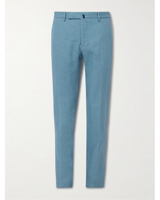 Incotex Venezia 1951 schmal geschnittene Hose aus Leinen in Blue für Herren