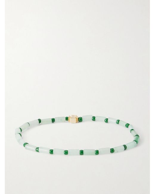 Luis Morais Green 14-Karat Aventurine Beaded Bracelet for men