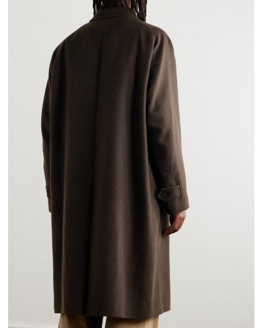 Auralee Black Oversized Camel Overcoat for men