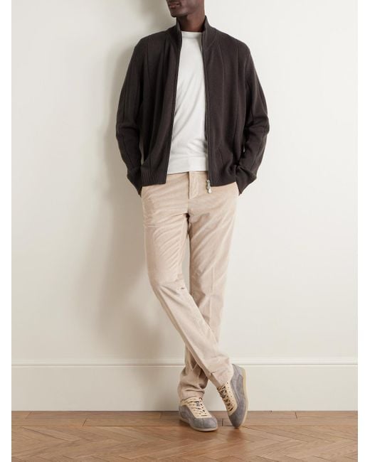 Eleventy Black Ribbed Wool Zip-up Cardigan for men