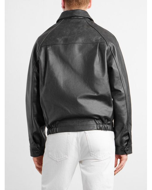 Golden Bear Gray The Dunbear Leather Bomber Jacket for men