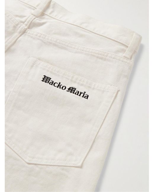 Wacko Maria White Embroidered Straight-leg Jeans for men