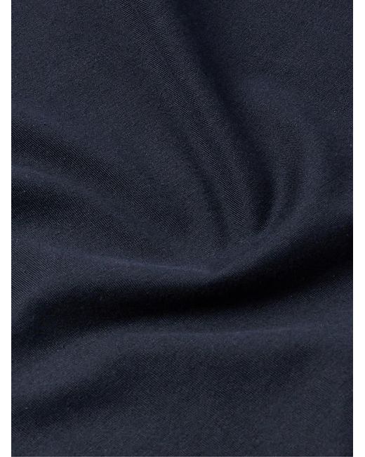 Handvaerk Blue Cotton-Jersey Henley Pyjama T-Shirt for men