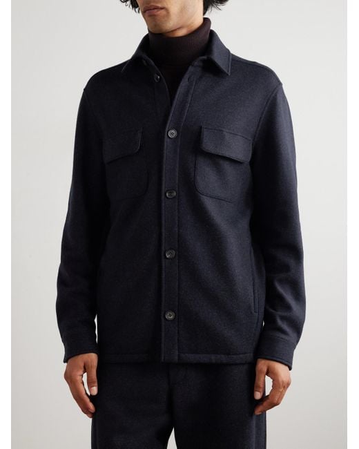 Loro Piana Blue Marco Jersey Novalis Overshirt for men