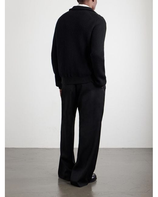 Sacai Black Knitted Wool Blouson Jacket for men