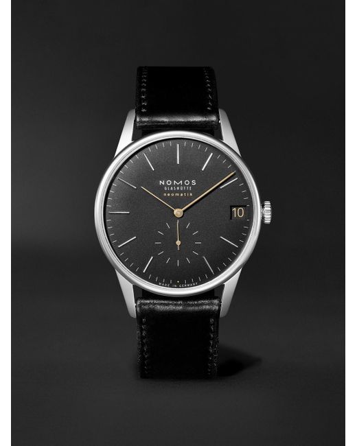 Nomos Black Orion Neomatik Automatic 41mm Stainless Steel And Leather Watch for men