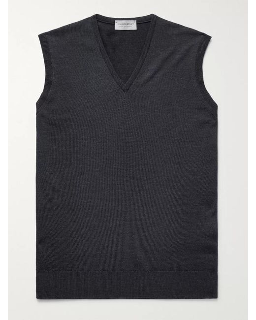 John Smedley Blue Hadfield Slim-Fit Merino Wool Sweater Vest for men