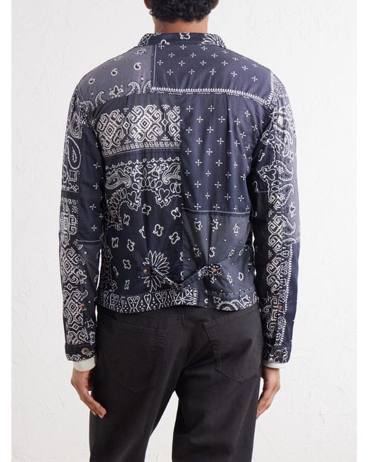 Kapital Blue Bandana-Print Patchwork Cotton Overshirt for men