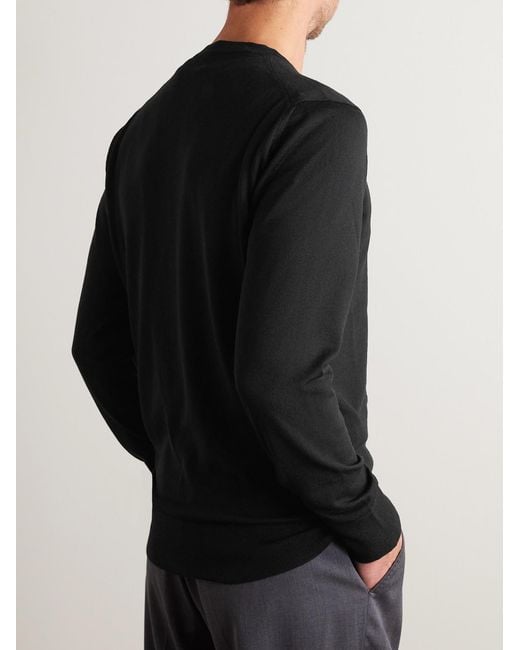 Mr P. Black Merino Wool Sweater for men