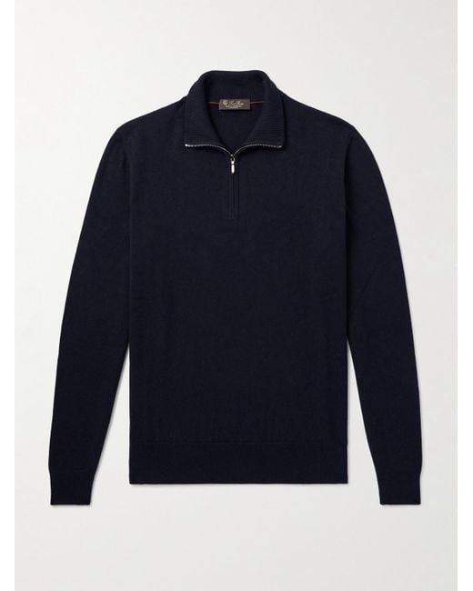 Loro Piana Blue Slim-Fit Baby Cashmere Half-Zip Sweater for men