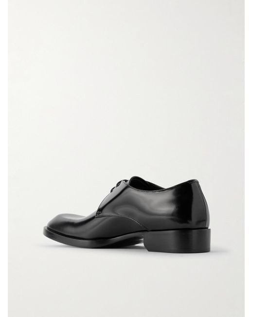 Saint Laurent Black Vadim Glossed-Leather Derby Shoes for men