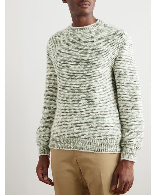 Loro Piana White Gnifetti Textured-Knit Cashmere Sweater for men