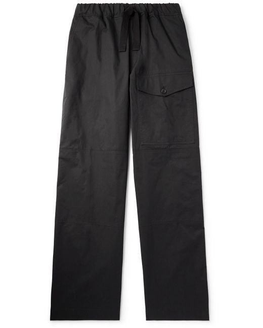 Dries Van Noten Black Wide-Leg Cotton-Twill Drawstring Cargo Trousers for men