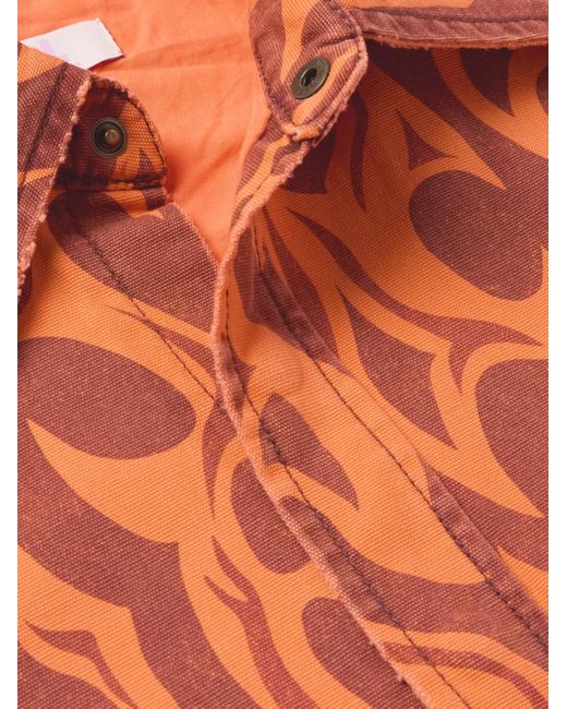 ERL Jacke aus bedrucktem Baumwoll-Canvas mit Logostickerei und Distressed-Details in Orange für Herren