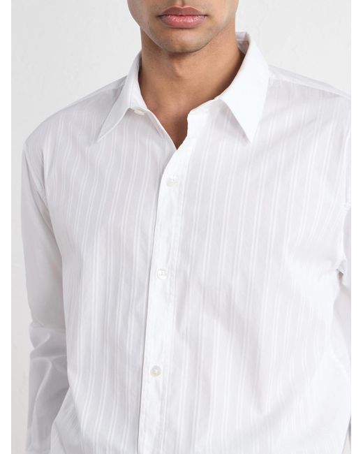mfpen White Auditorium Striped Cotton-Mélange Shirt for men