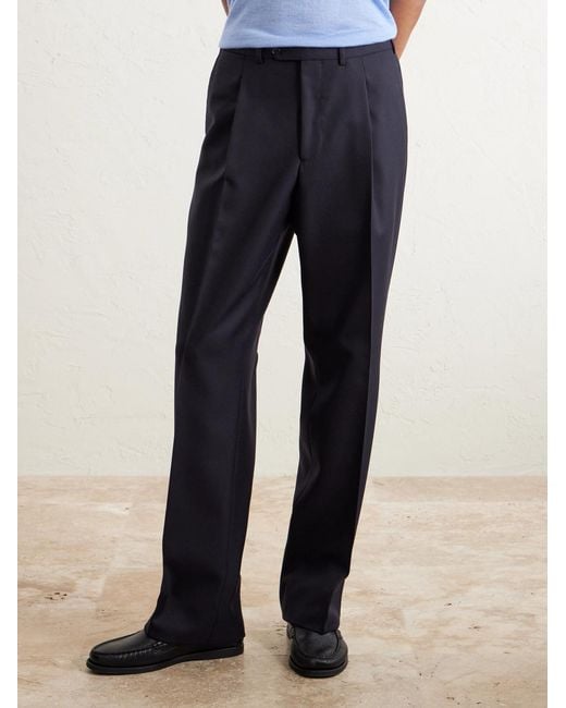 Saman Amel Blue Amo Straight-leg Cotton-blend Suit Trousers for men