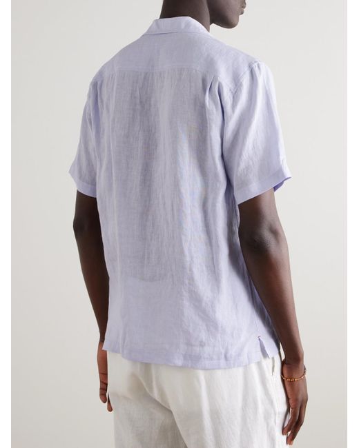 Orlebar Brown White Maitan Ii Camp-Collar Linen Shirt for men