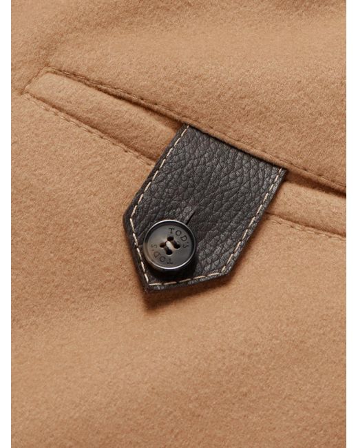 Tod's Natural Leather-trimmed Wool-blend Bomber Jacket for men