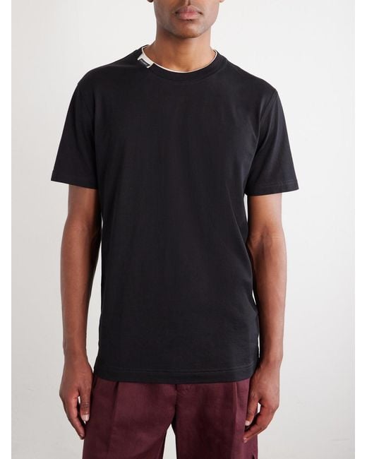 Dolce & Gabbana Black Logo-Appliquéd Cotton-Jersey T-Shirt for men