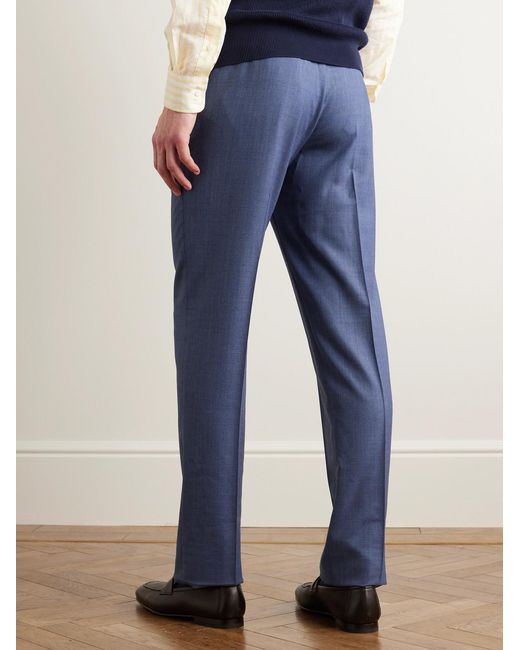 Sid Mashburn Blue Slim-Fit Wool-Hopsack Trousers for men