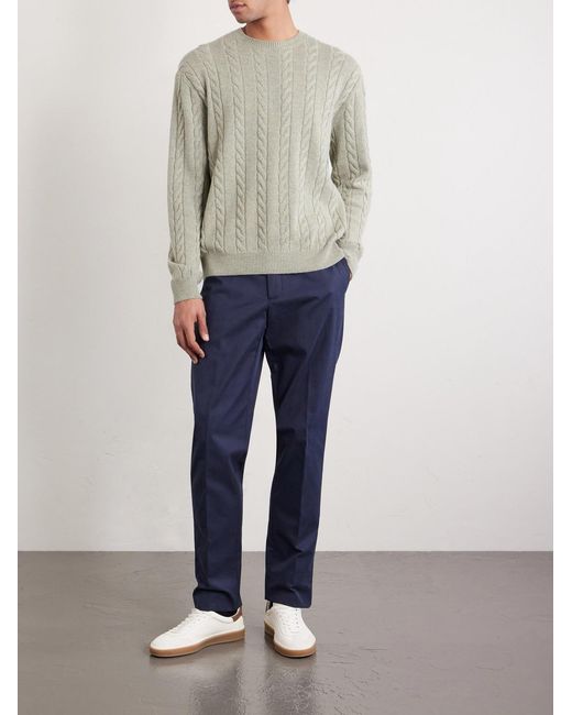 Loro Piana White Cedar Cable-knit Cashmere Sweater for men