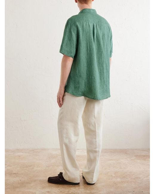 Sunspel Green Linen Shirt for men