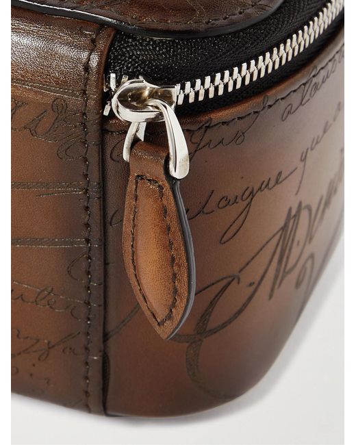 Berluti Brown Scritto Leather Watch Case for men