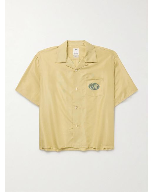 Visvim Yellow Crosby Convertible-collar Logo-print Silk Shirt for men