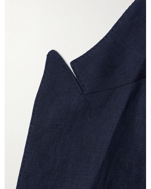 Lardini Blue Slim-fit Double-breasted Linen Suit Jacket for men