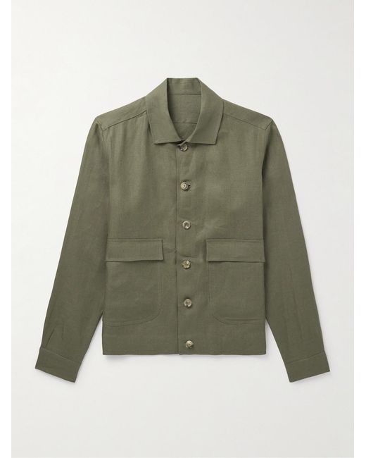 De Petrillo Green Linen Jacket for men