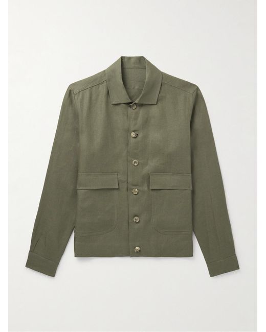 De Petrillo Green Linen Jacket for men
