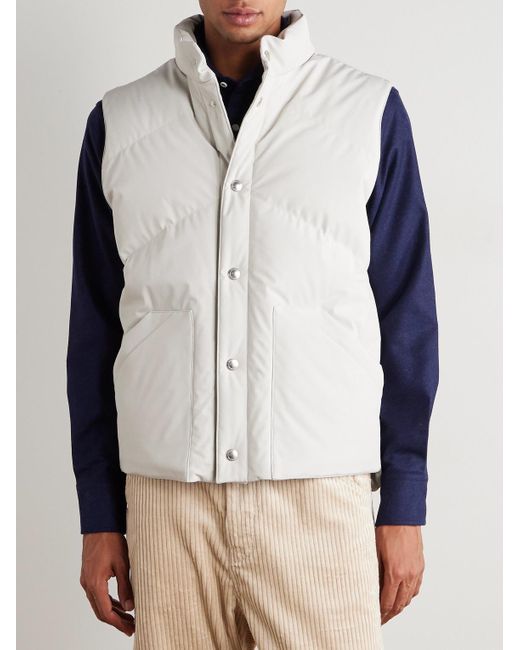 Brunello Cucinelli White Quilted Shell Down Gilet for men