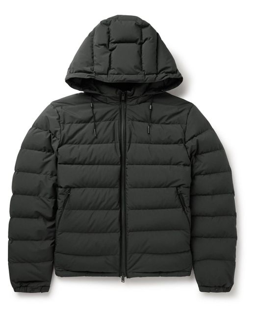 Zegna Black Stratos Leather-trimmed Quilted Shell Hooded Down Jacket for men