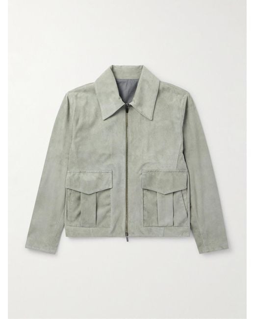STÒFFA Gray Suede Bomber Jacket for men