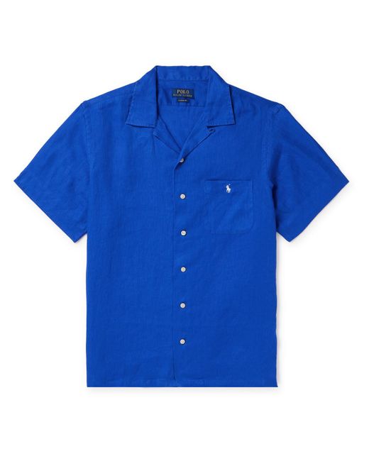 Polo Ralph Lauren Blue Convertible-collar Logo-embroidered Linen Shirt for men